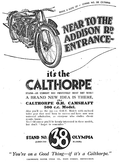 1926 Calthorpe OHC 500 cc Motor Cycle                            