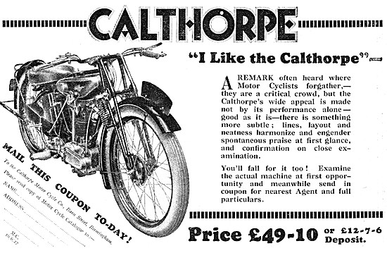 1927 Calthorpe Motor Cycles Advert                               