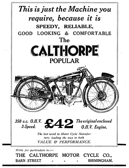 1927 Calthorpe Popular 350 cc Motor Cycle                        