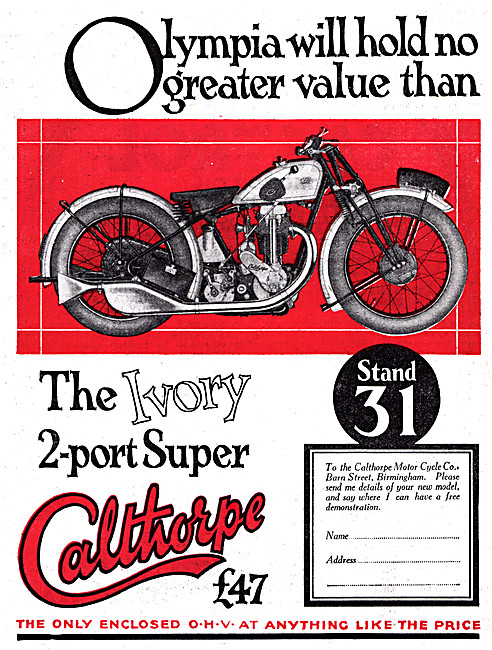1928 Calthorpe Ivory 2-Port Super Motor Cycle                    
