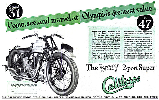 Calthorpe Ivory 2-Port Super Motor Cycles                        
