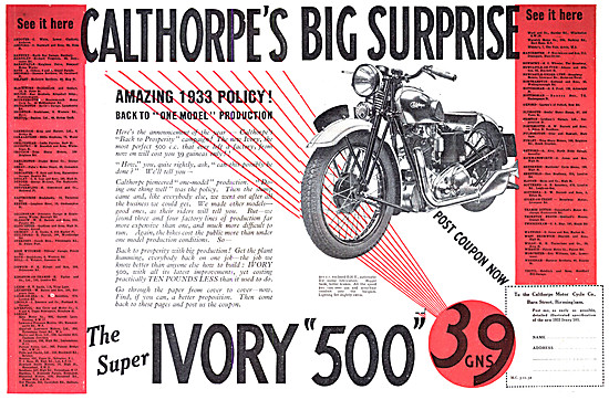 1932 Calthorpe Ivory 500 cc                                      