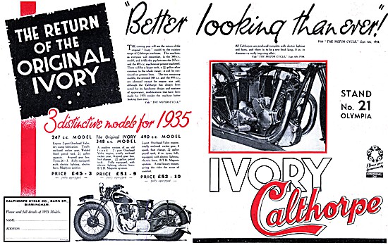 1934 Calthorpe Ivory 348 cc Motor Cycle                          