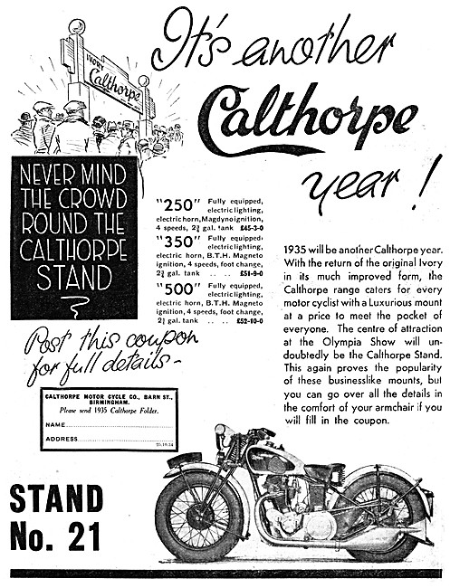 1934 Calthorpe Motor Cycles                                      