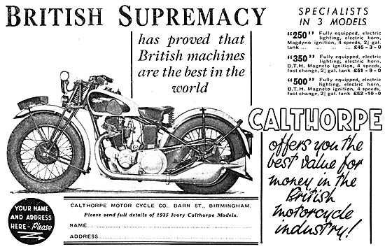 1934 Calthorpe 500 cc Motor Cycle                                