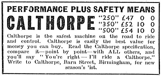 Calthorpe Motor Cycles 1938                                      