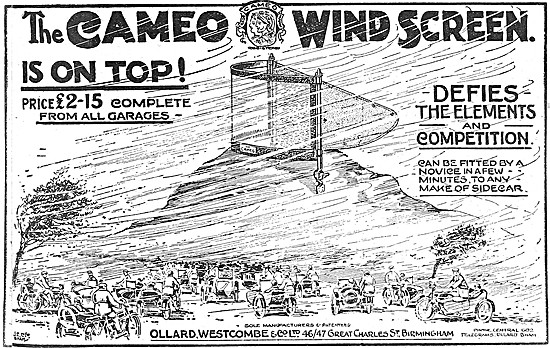 Cameo Sidecar Wind Screens 1922 Advert                           