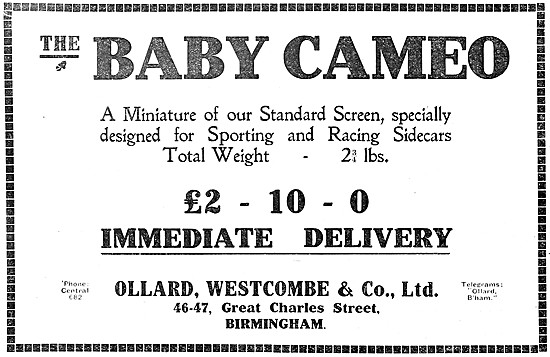 1921 Cameo Baby Cam Sidecar Windscreen                           