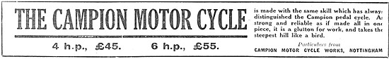 Campion Motor Cycles 1912                                        