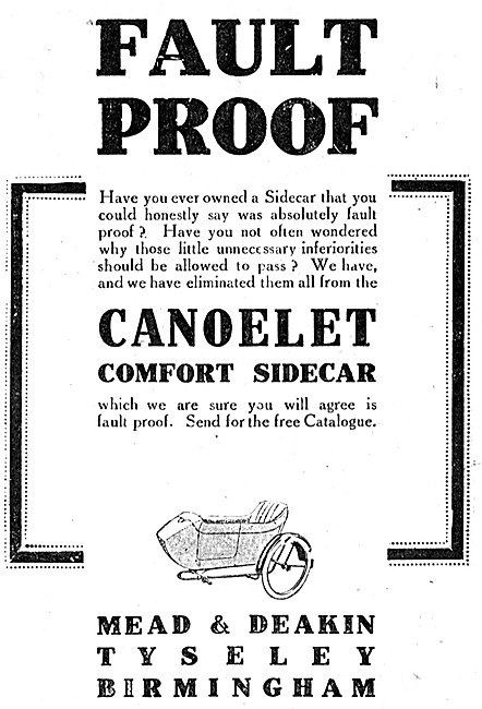 1916 Canoelet Sidecars - Canoelet Comfort Sidecar                