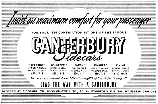 Canterbury Sidecar Range 1954                                    