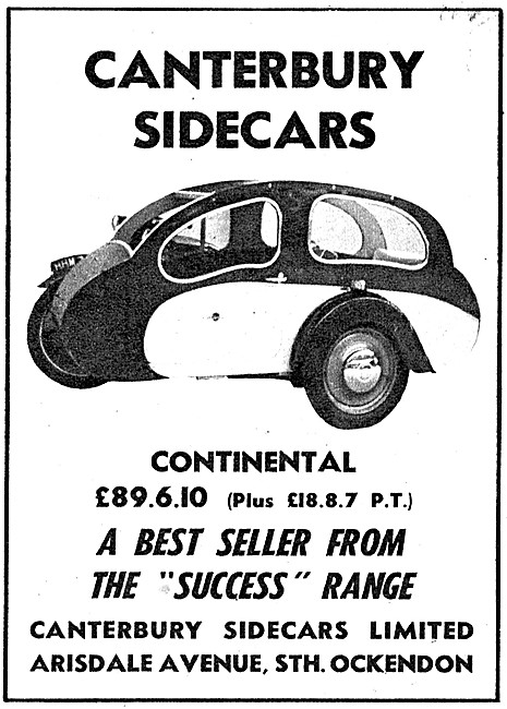 Canterbury Sidecars - Canterbury Continental Sidecar 1959 Model  