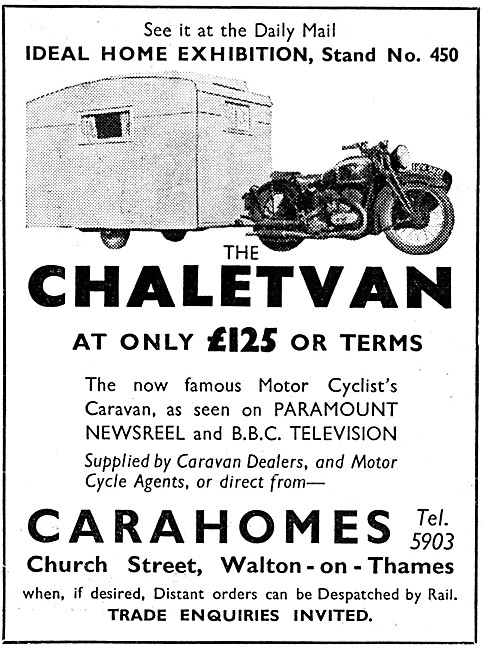 Carahomes Chaletvan Motor Cycle Caravan                          