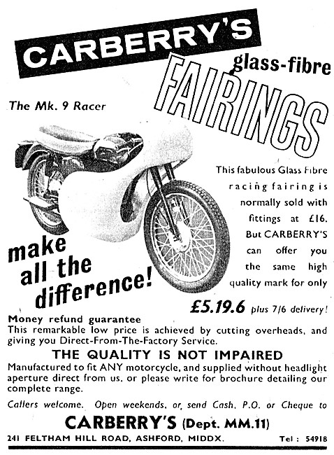 Carberrys Mark 9 Motor Cycle Racer fairing                       