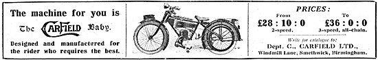1924 Carfield Baby Motor Cycle                                   