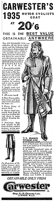 1935 Carwester Motor Cycle Coats                                 