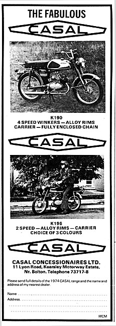 Casal Motor Cycles - Casal K190 - Casal K196                     