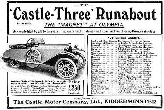 Castle Tricars - 1920 Castle-Three Runabout                      