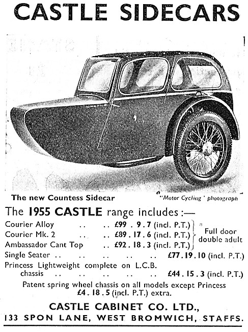 The 1954 Range Of Castle Sidecars                                