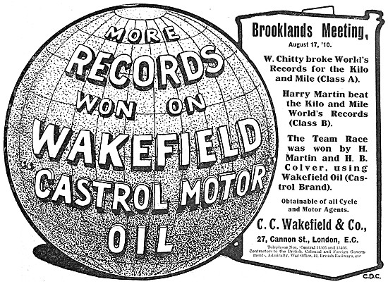 Wakefield Castrol Motor Oil 1910 Advert                          