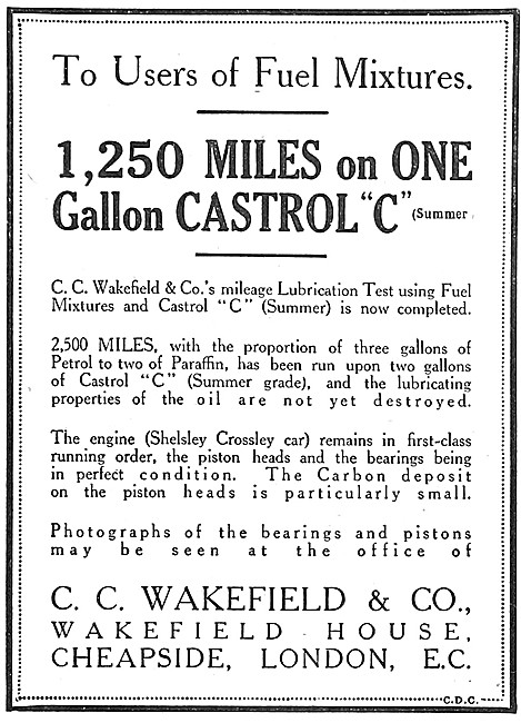Castrol C Motor Oil 1917                                         