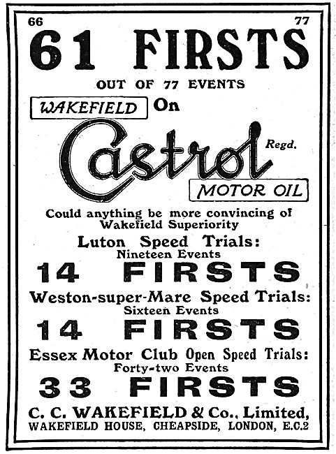 Castrol Oil 1919 Advert                                          