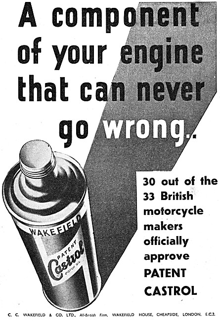1937 Patent Castrol Motor Oil                                    