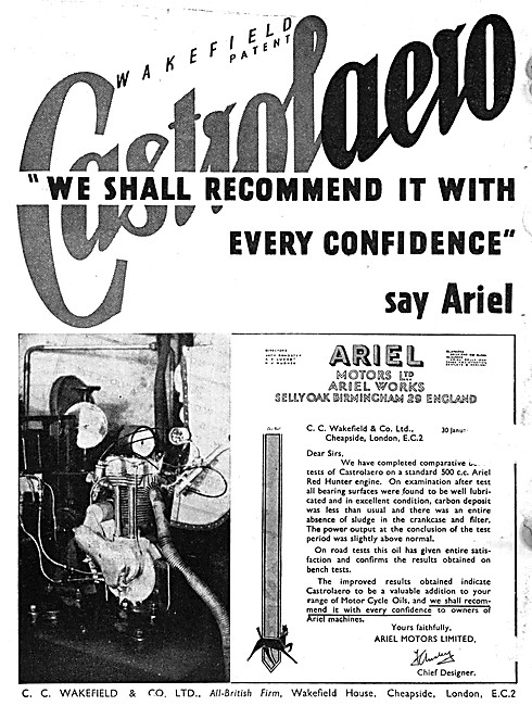 1939 Castrolaero Engine Oil Advert                               