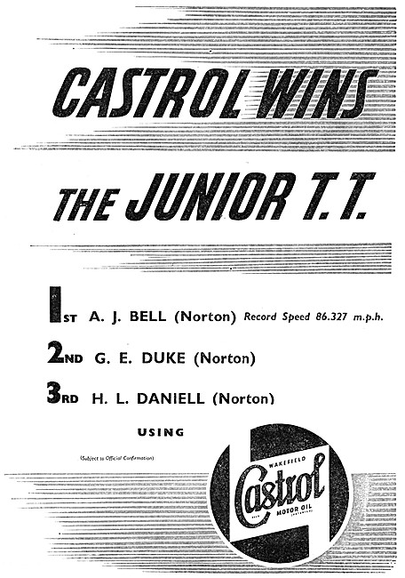 Wakefield Castrol Motor Oil 1950 Advert                          