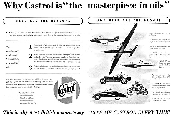 Castrol Motor Oil 1950 Advert                                    