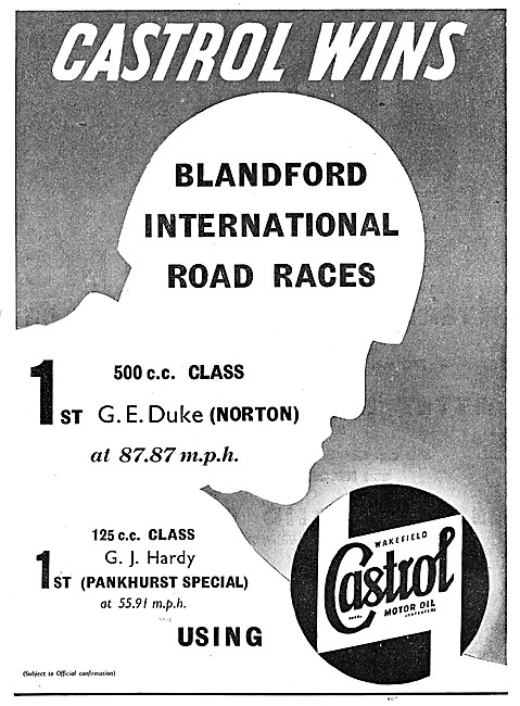 1950 Castrol Oil Advert                                          