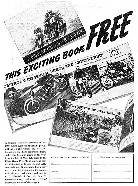 1951 Castrol Motor Oil Advert                                    