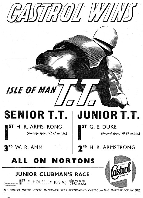 Castrol Oils & Lubricants 1952 Advert                            