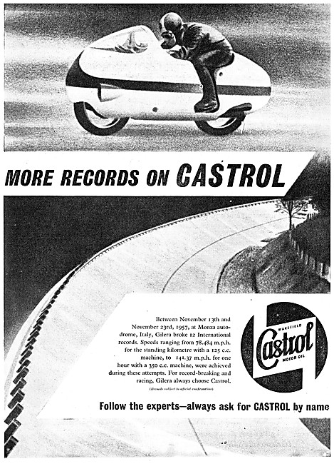 1957 Motor Cycle World Records Using Castrol Motor Oil           