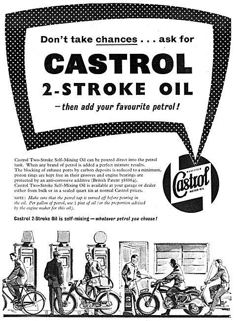 Castrol 2-Stroke Motor Cycle Oil 1958 Advert                     