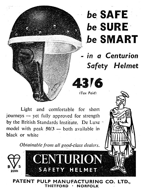 Centurion Crash Helmets - Centurion Safety Helmets 1956          