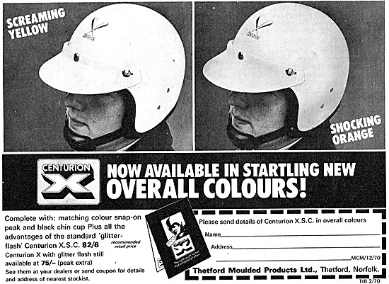 Centurion X Motorcycle Helmet 1970 Advert                        