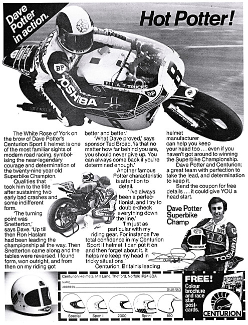 The 1980 Range Of Centurion Motor Cycle Helmets                  