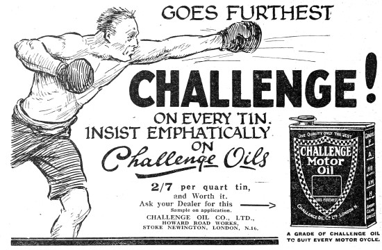 Challenge Motor Oil 1922 Advert                                  