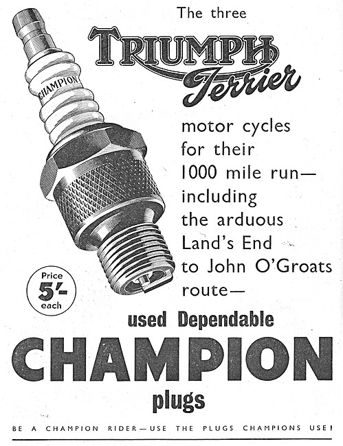 Champion Spark Plugs 1953 Advert                                 