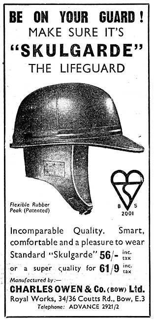 Owens Skulgarde Crash Helmet 1955                                