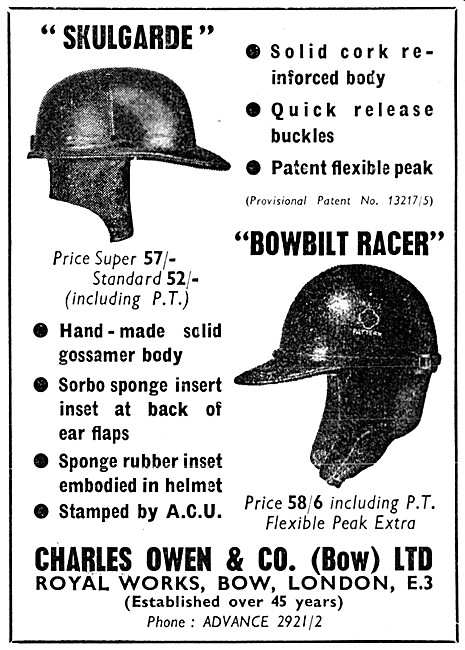 Owens Bowbilt Racer Crash Helmets                                