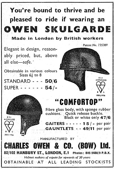 Owens Skulgarde Comfortop Crash Helmets                          