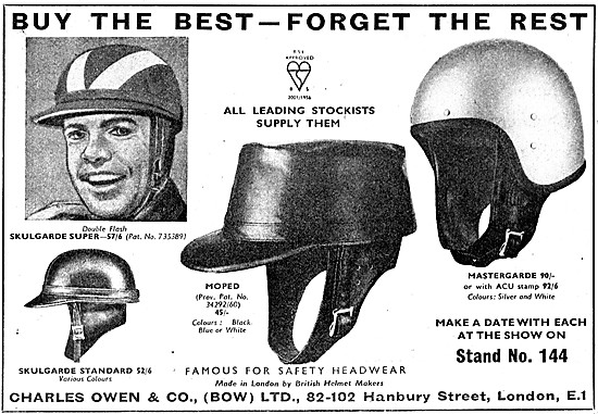 Owens Skulgarde Crash Helmets - Charles Owen Motor Cycle Helmets 