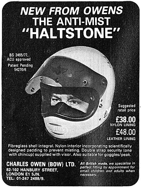 Owens Haltstone Anti-Mist Motor Cycle Helmet                     