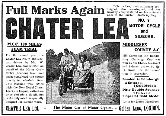 Chater Lea Motor Cycles - Chater Lea No. 7 Motor Cycle & Sidecar 