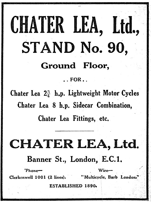 Chater Lea Motor Cycles 1920 Models                              