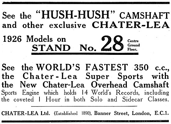 Chater-Lea Motor Cycles - Hush Hush Camshaft                     