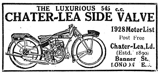 1927 Chater-Lea 545 cc Side Valve Motor Cycle                    