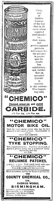 Chemico Motor Cycle Oils - Chemico Carbide - Chemico Tyre Patches